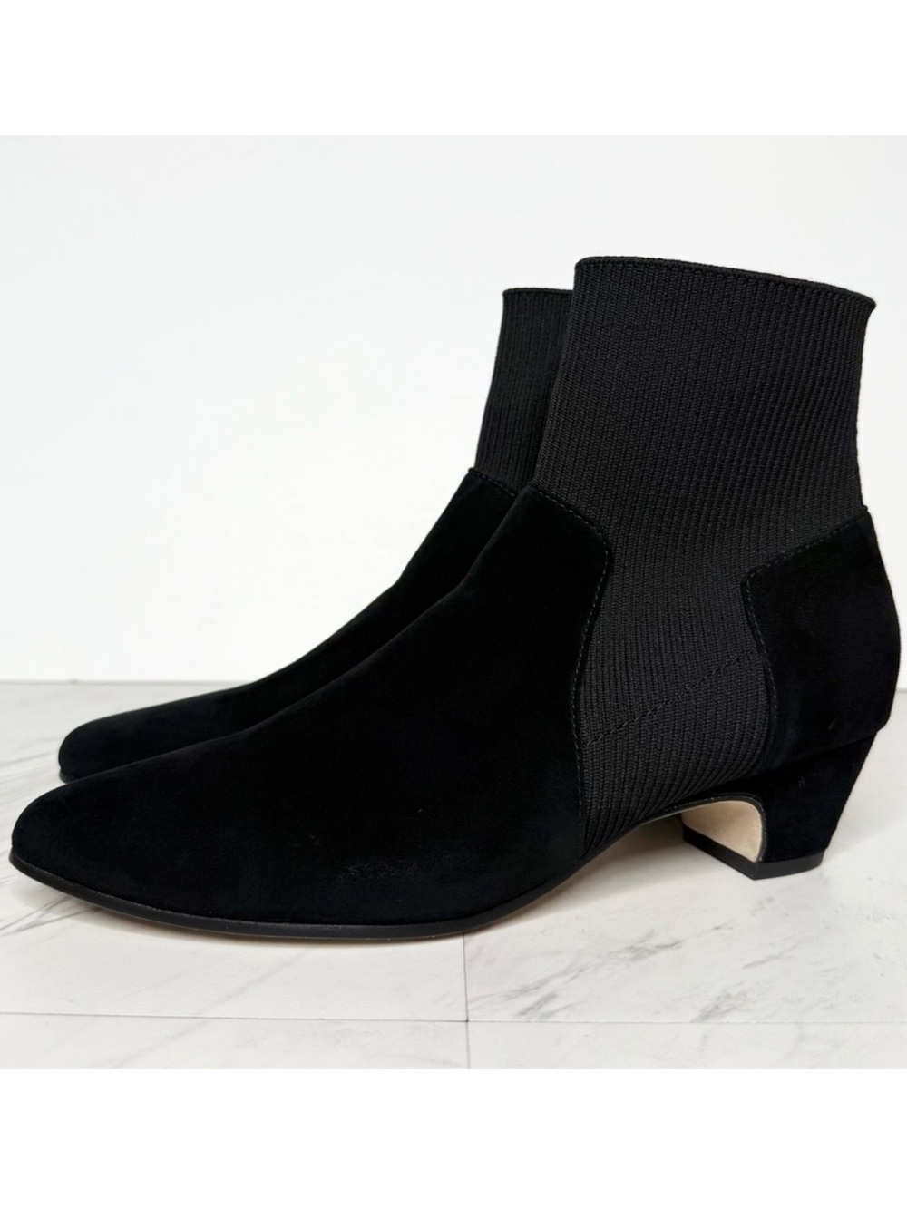 Eileen Fisher Muzy Black Suede Heeled Bootie 6 1/2